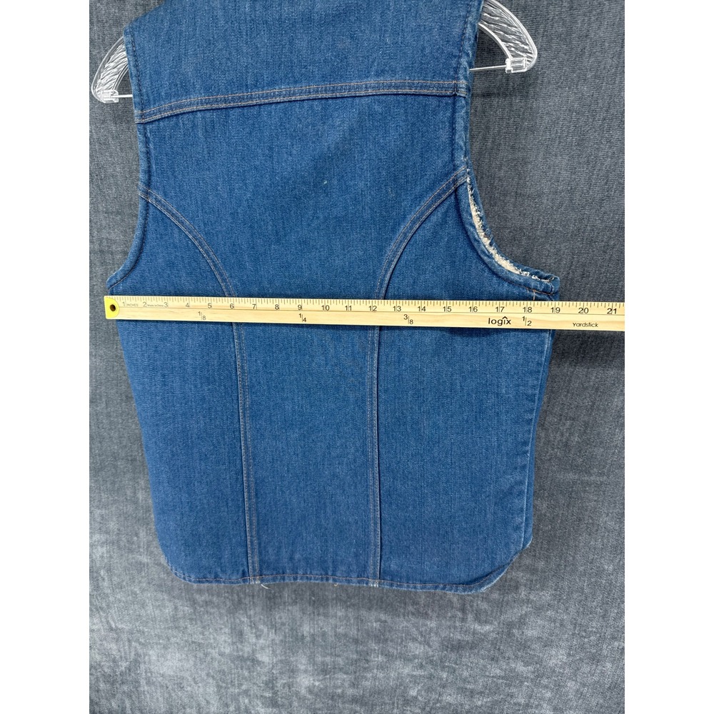 Wrangler Sherpa Lined Denim Vest Mens Medium Blue Western Ranch Cowboy USA VTG - Picture 8 of 10